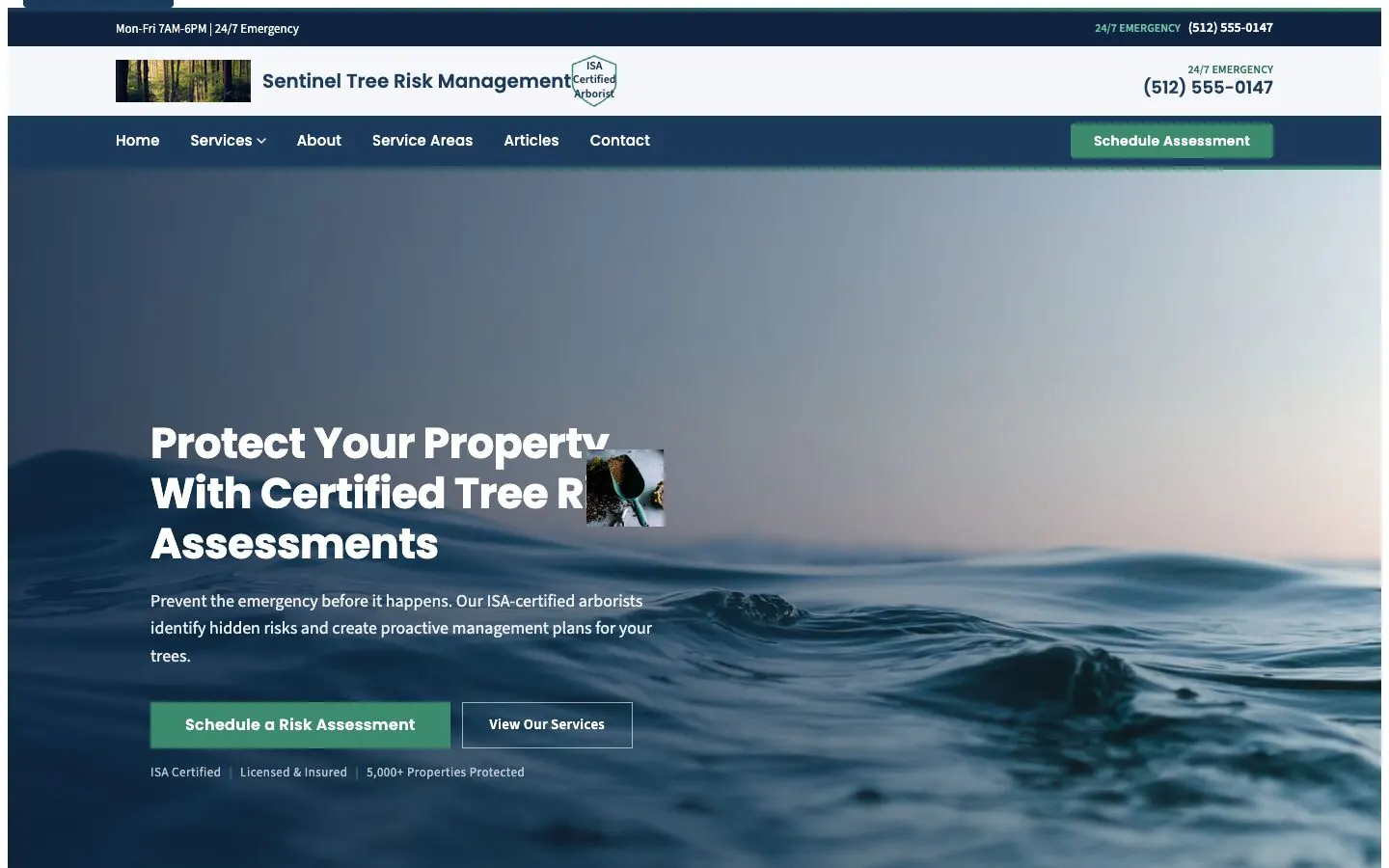 Sentinel design on a laptop, sample site for Sentinel Tree Risk Management